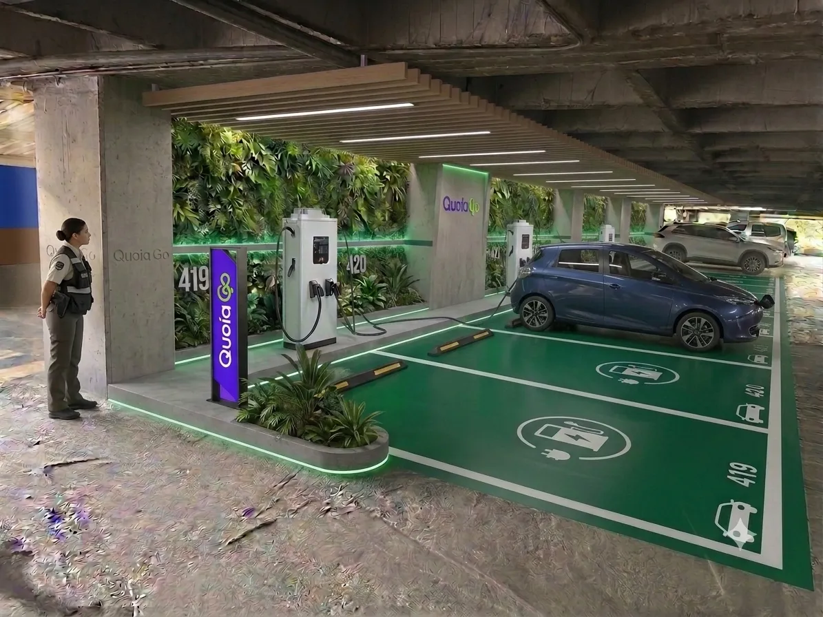 Estación de carga QuoiaGo en un centro comercial